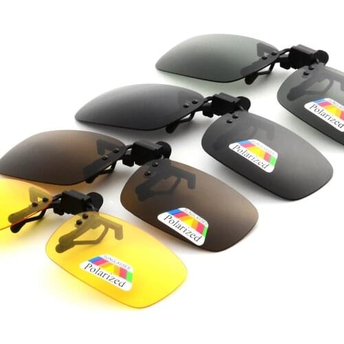 Men Polarized Flip up Clip on Fishing Sunglasses for Driving Night Vision Yellow Women Square Sun Glasses with Clips