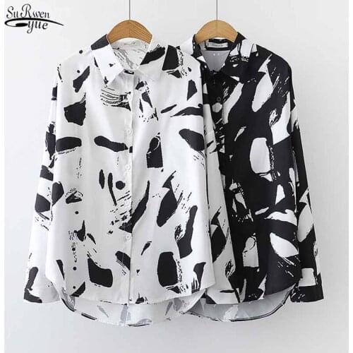 Autumn New 2021 Fashion Women Floral Tops Casual Lapel Cardigan Shirt Printed Long Sleeve Korean Style Blouse Blusas Mujer 11326