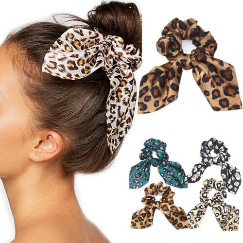 Womens Trends Leopard Serpent Rabbit Ears Hair Band Large Intestines Girls Hair Accessories Headbands Headwear Ornaments
