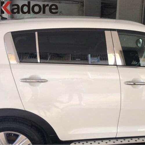For Kia Sportage R 2011 2012 02013 2014 Car Styling Stainless Steel Window Trims Center B+C Pillar Covers Exterior Accessories