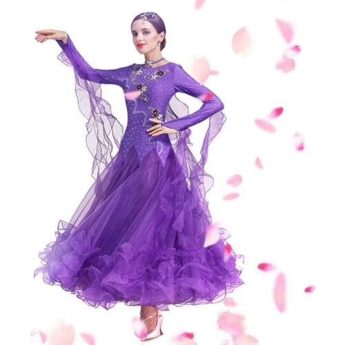 Ballroom dance waltz dance DRESS patchwork one piece dress ring cuff sleeve