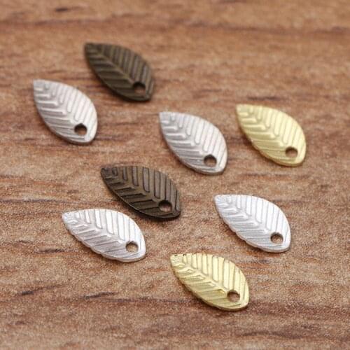 500 Pieces 4*7 mm Metal Leaf Pendant Bracelet Necklace Findings Diy Charms For Jewelry Making