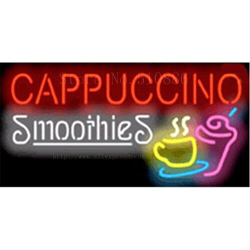 Custom Neon Sign For Cappuccino Smoothies Real Glass Tube Display Light Lamp Decorative Bar Beer Decor Bulbs Signs 19"x15"