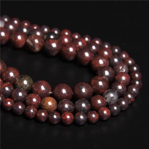 Natural Bloodstone Beads Polished Red Gem Stone Round Beads For Jewelry Making Men Bracelets Necklace 15.5" Strand 6 8 10 12MM
