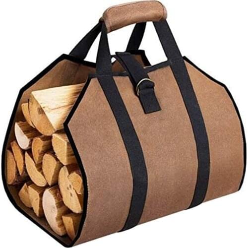 Durable Waxed Canvas Firewood Carrier Fireplace Extra Large Storage Tote Bag with Handles Strap for Camping