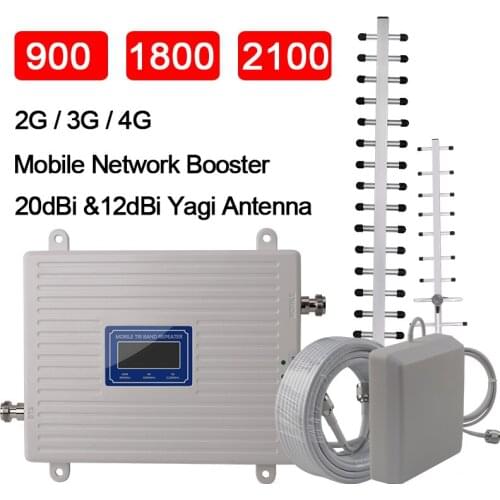 7km Repeate2g 3g 4g Signal Booster For Mobile Phone 4g Amplifier Repeater Gsm 2g 3g 4g GSM900MHz DCS/LTE1800MHz WCDMA2100MHz