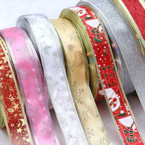Christmas Wrapping Ribbon Handmade DIY Supplies Material Grosgrain Cake Decors Ribbon Bow Baking Decorative Festival Gifts Box