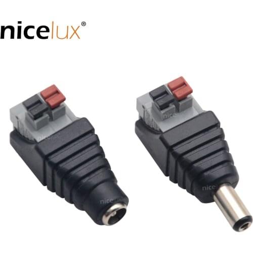 DC Male Female Jack Connector Plug Power Adapter Tool-free Installation for 3528 5050 Single Color LED Strip Light CCTV Camera