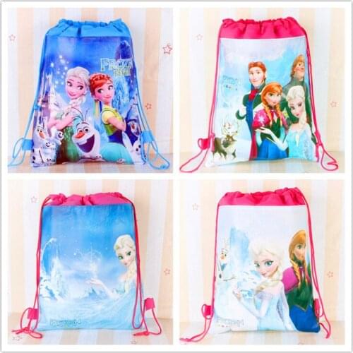 Frozen Drawstring Bag Princess Aisha Anna Cartoon Printed Children Girls Textile Childrens Gifts Bags Backpack Purse Anime