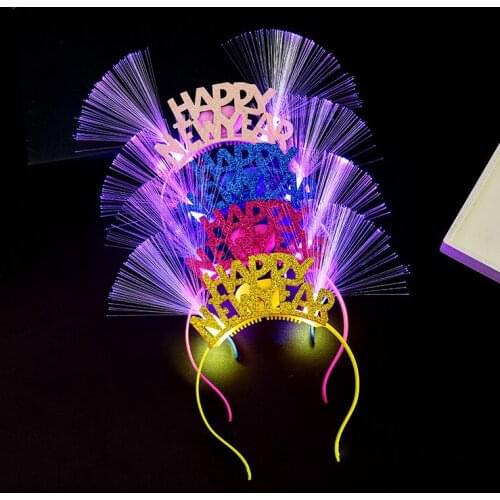 Luminous optical fiber headband 2021 New Years Christmas party supplies hair ornaments luminous toys hot sale in foreign trade