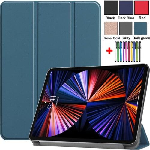 Smart Tablet For Funda IPad Pro 12.9 Case 2021 Tri Fold PC PU Smart Cover For IPad 12 9 2020 2018 Case 5th 4th 3rd Generation