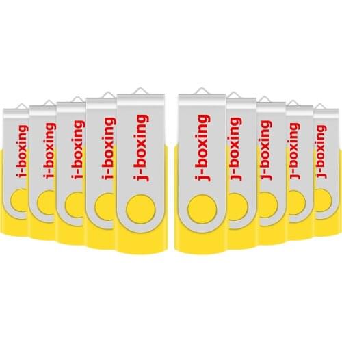 J-boxing 10PCS USB Flash Drives Bulk 32GB 16GB Metal Swivel USB2.0 Memory Stick 1GB 2GB Rotating Pendrive 4GB 8GB for PC Yellow