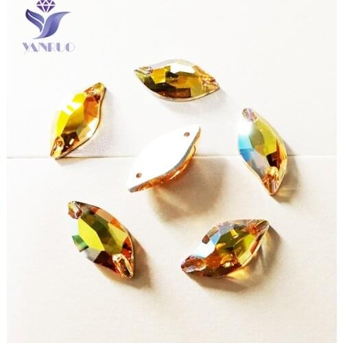 YANRUO 3254 Leaf Sunshine Sparkly Sew On Gems DIY Crystal Stras Needlework For Rhinestones Sewn Beads Wedding Dress