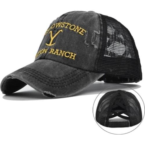 Womens Baseball Caps For Men Hip Hop Cap For Boy New Elastic Ponytail Hat Perforated Washed Net Womens Braided Hat Bone