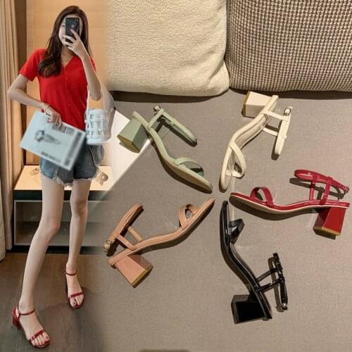 Womens Block Heels Fashion Open Toe High-heeled Sandals Ankle Strap Shoes