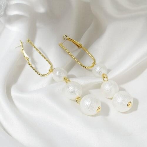 Korean Fashion Earrings 2021 New Temperament Earrings Exaggerated Crystal Big Pearl Long Net Celebrity All-match Female Earrings