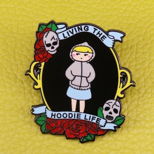Living the hoodie life badge We feel you, introverts! Be proud of it and show it with this cool pin