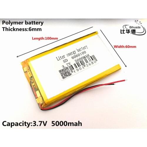 1pcs/lot 3.7V 5000mAh 6060100 Polymer Lithium LiPo Rechargeable Battery For GPS PSP DVD