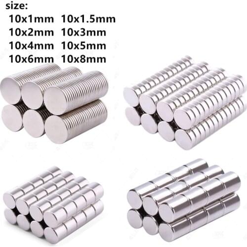 10PCS 10mm Diameter Round Neodymium Magnet 1/1.5/2/3/4/5/6/8mm Small Round Magnet Strong Magnet Rare Earth Neodymium Magnet N35