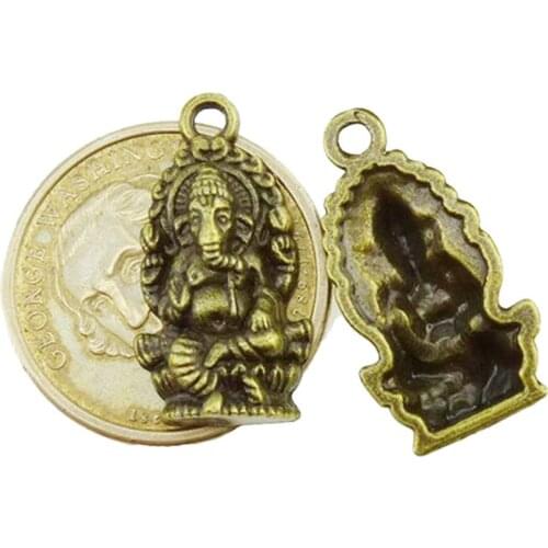 10pcs Antique Bronze Ganesha Buddha Elephant Charms Pendants Accessories For DIY Necklace Bracelet Alloy Jewelry Making