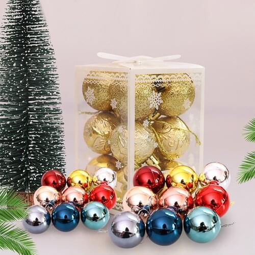 12pcs/set Glitter Christmas Tree Ball Baubles Colorful Hanging Ball Ornaments Xmas Party Home New Year Navidad Decor Supplies