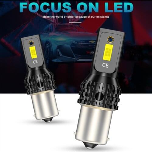 2x High Power BA15S Cold white P21W LED 3570 CSP Chip S25 1156 DRL 80W LED Bulbs Front Turn Signal Light Daytime Running Lights