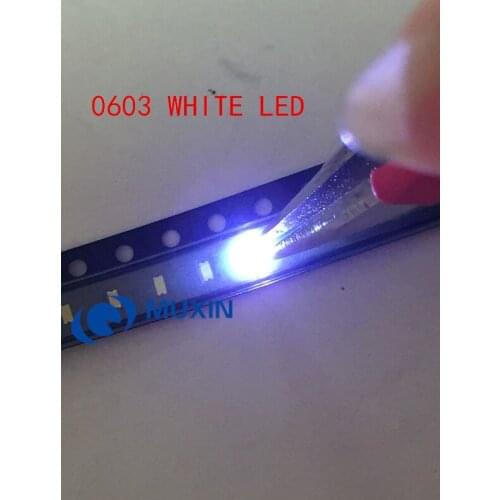 300pcs/lot Small white lamp beads 0603 SMD LED 0603 white Light-emitting diodes 1.6*0.8*0.4MM 6000-6500K 3.0-3.6V