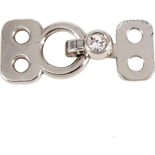 50pieces Crystal Metal Waist Extender Hooks&Eyes Clasps 13mm*30mm Button Sewing Supplies for Clothing Bags NK302