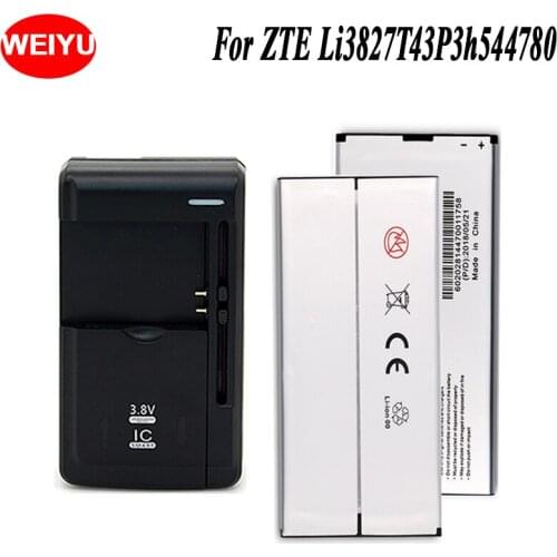 WEIYU 2PCS For ZTE Li3827T43P3h544780 Phone Battery 2000mAh Hight Capacity For ZTE Li3827T43P3h544780 Battery+Universal Charger