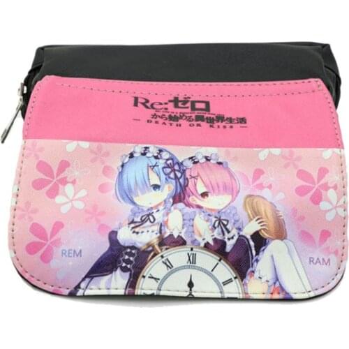 Anime Re:Life in a different world from zero PU Leather Pen Bag Ram and Rem Colorful Printed With Cosmetic Bag