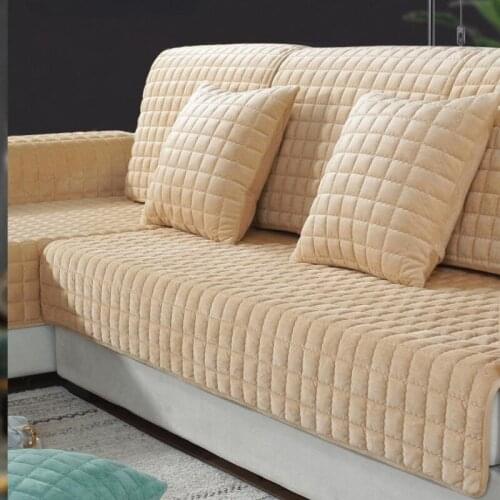 Velvet Quilted Sofa-Cover Super Soft Thickening Quilting Sofa Cover Non-slip Sofa Towels High Quality Velvet Fabric Sofa Towel
