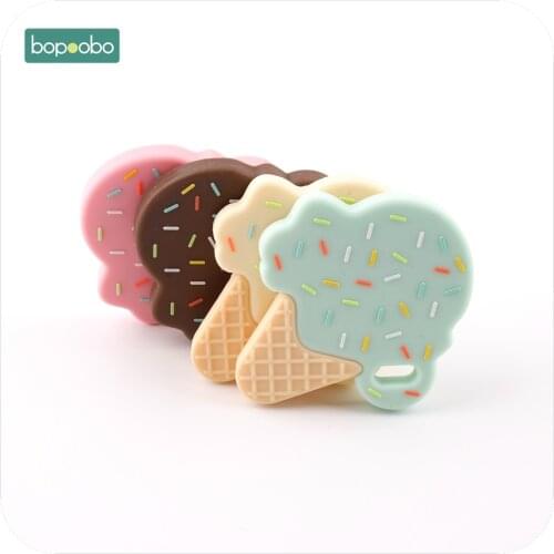 Bopoobo Ice Cream Lovely Silicone Teether Baby Toys Teething Chewable BPA Free Pendant For Nursing Necklace Baby Teether