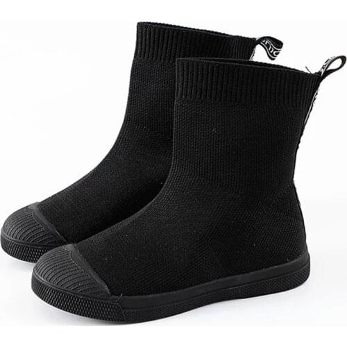 New fashion children sneakers socks shoes kids casual boots black high top elastic boots breathable mesh flat platform slip on