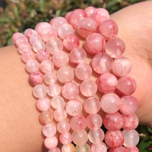 Natural Cherry Jades Stone Beads Round Loose Spacer Beads For Jewelry Making DIY Bracelets Necklace 15'Strand 4/6/8/10/12mm