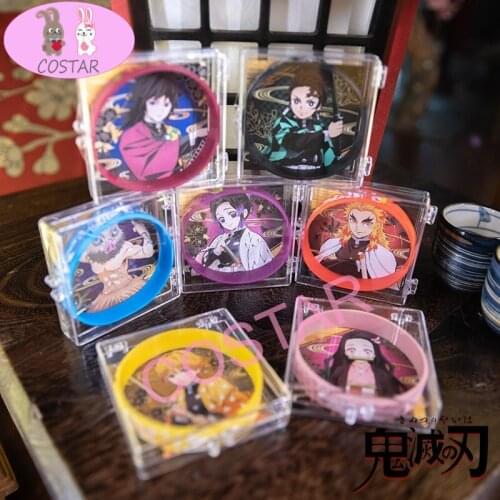COSTAR Anime Demon Slayer Tanjirou Nezuko Zenitsu Giyuu Shinobu Inosuke Kyoujurou Couple Silicone Bracelet Trendy