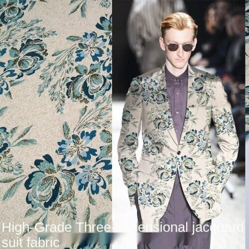 Designer sewing jacquard fabricbig gold silk jacquard windbreaker fabric crisp suit suit brocade clothing fabric diy