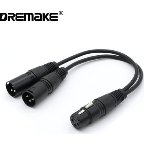 DREMAKE 3 Pin Jack XLR 2-Male to Jack Female XLR Microphone Cable Audio Extension Cord 0.3M for Amplifier Microphone Speaker
