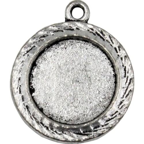 50pcs/lot Antique silver Cameo/Glass/Cabochon Frame bezel Settings, DIY-Accessory Pendant Charm,21x18mm(fit 12mm) K04498