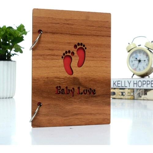 6 inch Wooden Cover DIY Photo Album Baby Growth Memory Albums Life Photo Record Handprint Kit Imprint Footprint Imprint
