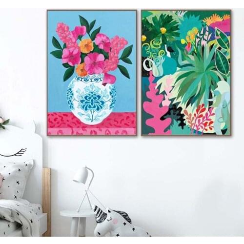 GATYZTORY 2PC Coloring By Number Flower Vase Diy Drawing Canvas Hand Painted Oil Painting By Numbers Jungle Home Decoration