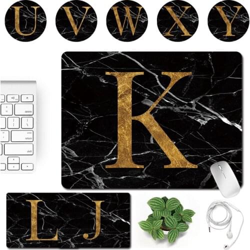 Smooth Gaming Mousepad Small Waterproof Mouse Mat PU Leather Letter Marble Printing Series Office Desk Computer Mouse Pad