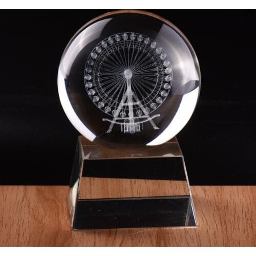 80CM Crystal Ornaments Crystal Ferris Wheel 3D Laser Engraving Valentines Day Gift Home Car Feng Shui Crystal Decoration G