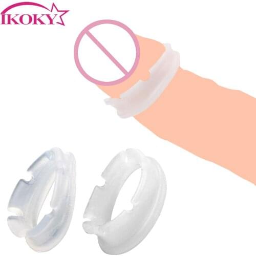 IKOKY 2pcs Cock Penis Widening Rings Foreskin Correction Tassel Penis Ring Glans Delay Trainer Foreskin Resistance Ring For Men