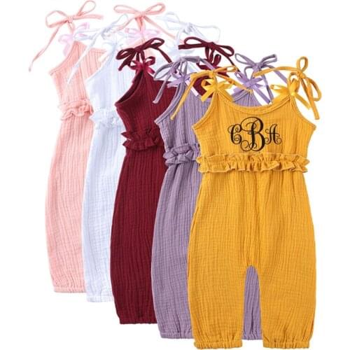 Personalized Baby Sleeveless Girls Romper Baby girls ruffled outfit Custom Baby Shower Gift First Birthday Girls Summer Outfit