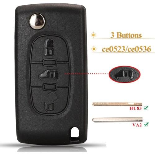 Kutery 3 Buttons Flip Remote Car Key Shell Case For Peugeot 407 For Citroen Berlingo