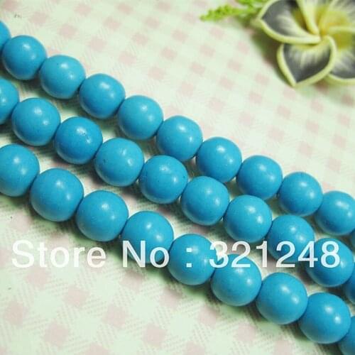Classical 10mm lovely blue calaite turquoises stone hot sale round loose beads 15" GE910