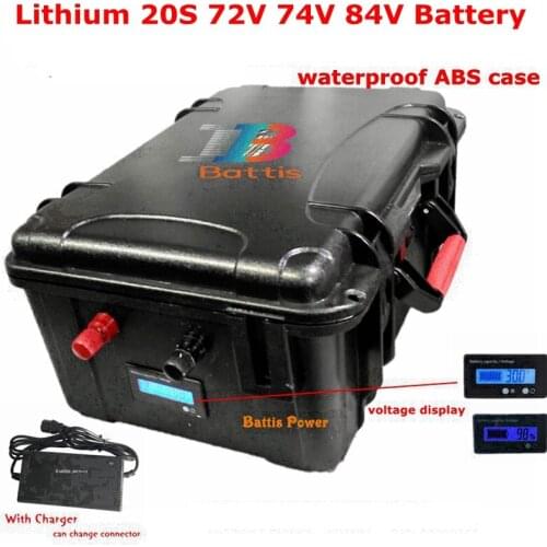 High capacity 72v 20Ah li-ion battery pack 74v 30A BMS for inverter solar energy EV motor home ebike scooter 2000W+ 5A charger