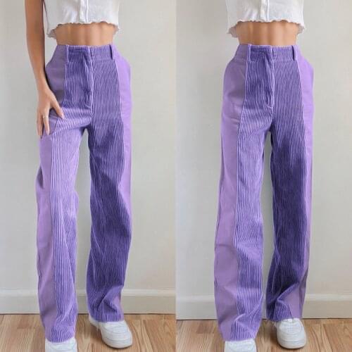 Patchwork Y2K Brown Corduroy Pants Women Streetwear Vintage Harajuku Sweatpants High Waist Wide Leg Trouser Cotton Leisure