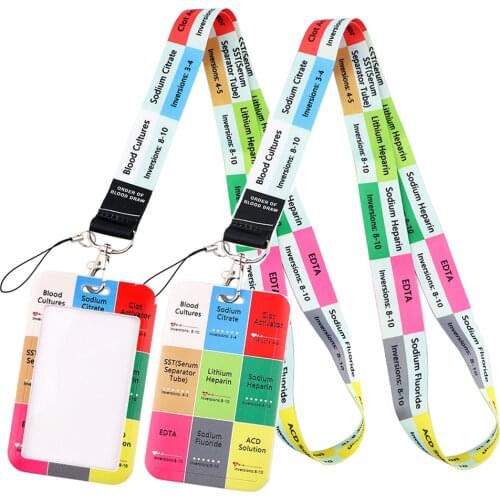 LT643 Medical Order of Blood Draw Doctor Nurse Keychain Ribbon Lanyards for Keys ID Card Phone Straps Hanging Rope Badge Holder