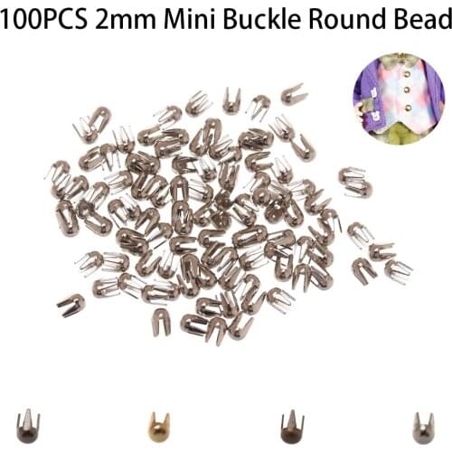 100 Pcs/Pack Mini Buckle Round Bead 2mm Claw Hammer Super Small Metal Buckles For DIY Doll Clothes Buckle Doll Accessories